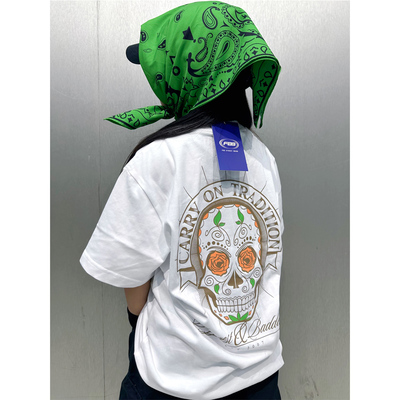 FBS骷髅短袖小领口美式印花T恤