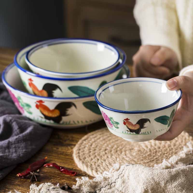 陶瓷公鸡碗直口饭碗面碗汤粉碗水煮鱼大碗高脚鸡公碗餐具商用仿古,餐饮具,碗,淘宝优惠券,粉丝福利购,淘宝优惠卷