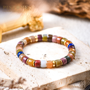 PLSTONE普琳丝珠宝级四川老矿盐源玛瑙直切青金手链手串S925男女