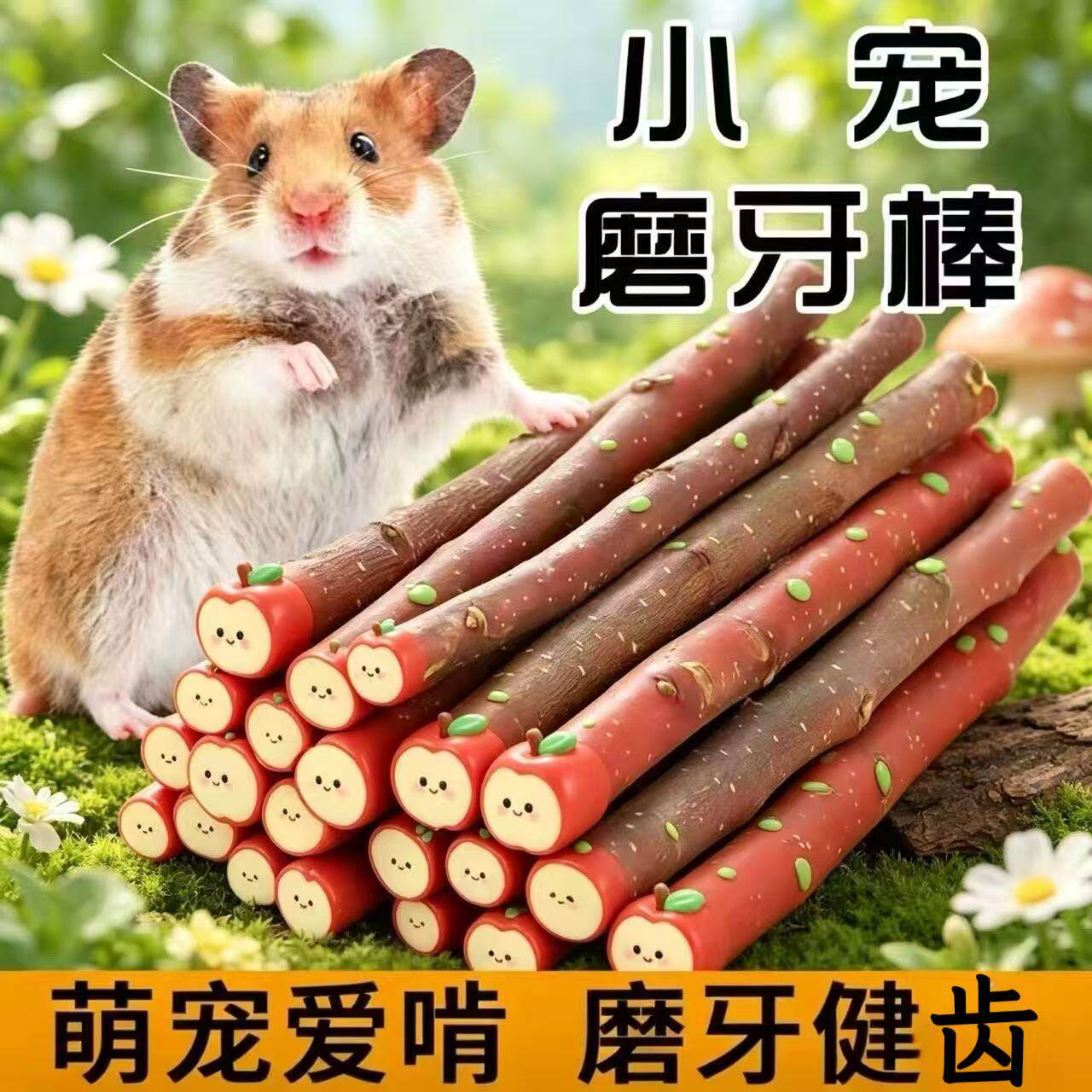 小宠烘干耐磨苹果枝磨牙零食