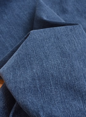 蓝灰色中弹微厚日本意大利土耳其进口水洗高档牛仔布料软垂高端软