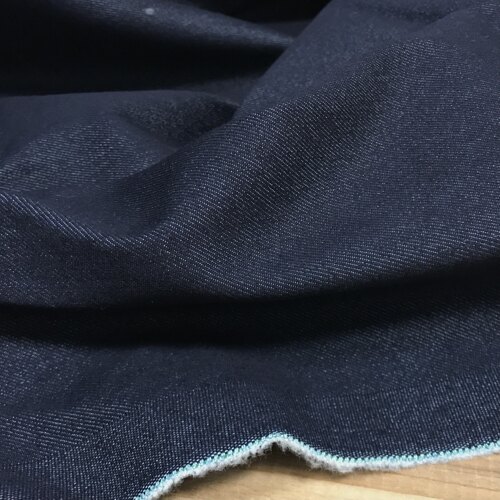 进口牛仔裤布料丹宁深蓝色厚款磨绒秋冬无弹高品质大品牌服装面料