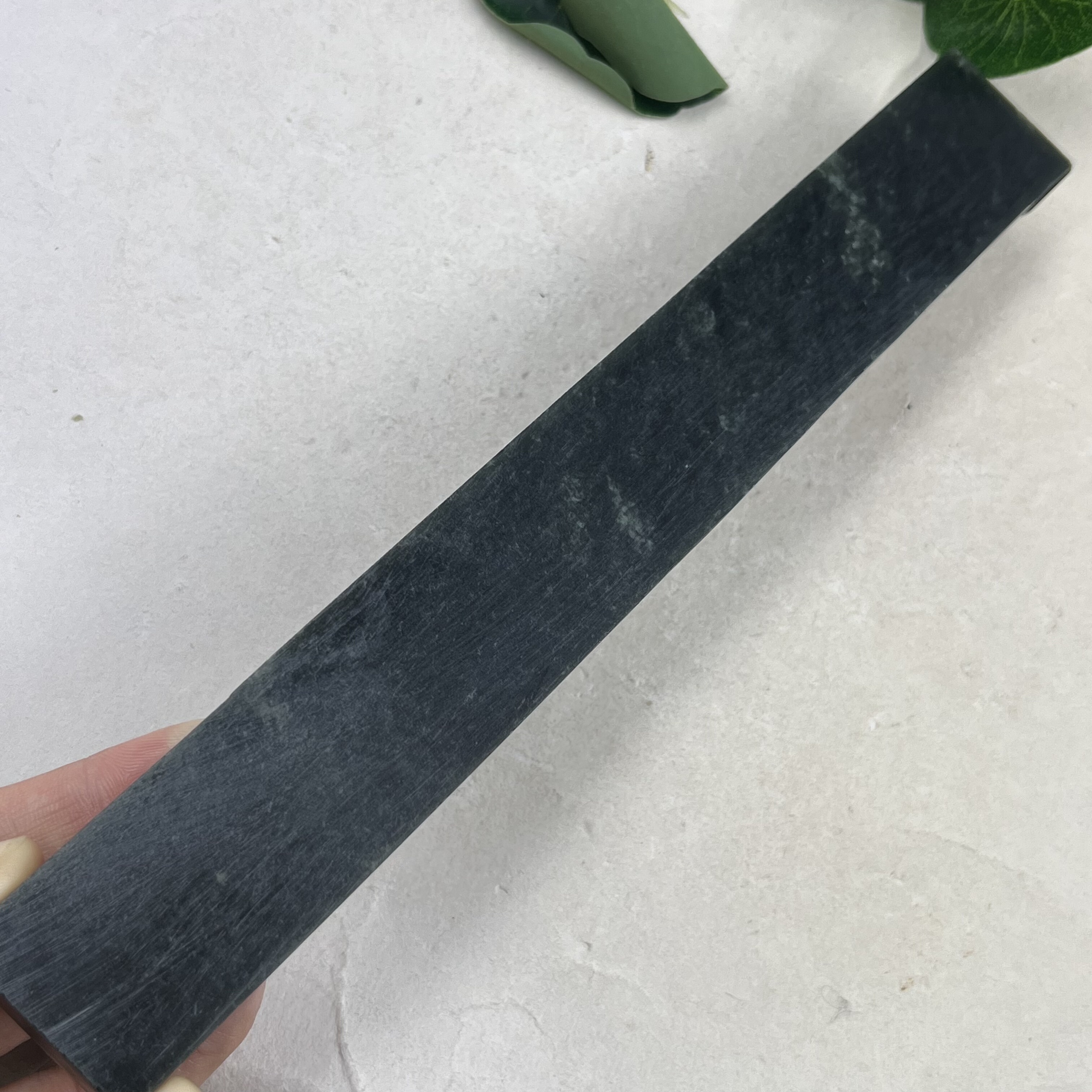 新疆和田玉青玉且末长条镇纸镇尺边角料发簪料玉石料包邮t长20cm