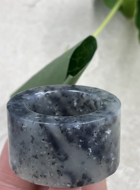 新疆和田玉青花籽平安如意扳指戒指圈口21内径指环圆圈包邮男女