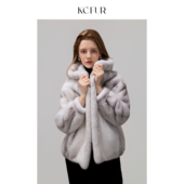 十字色连帽水貂外套 发售 冬日风光新品 年轻短款 KC皮草