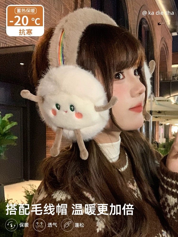 可爱毛茸茸耳罩女冬季卡通保暖骑行加绒加厚耳朵防冻护耳罩耳捂子