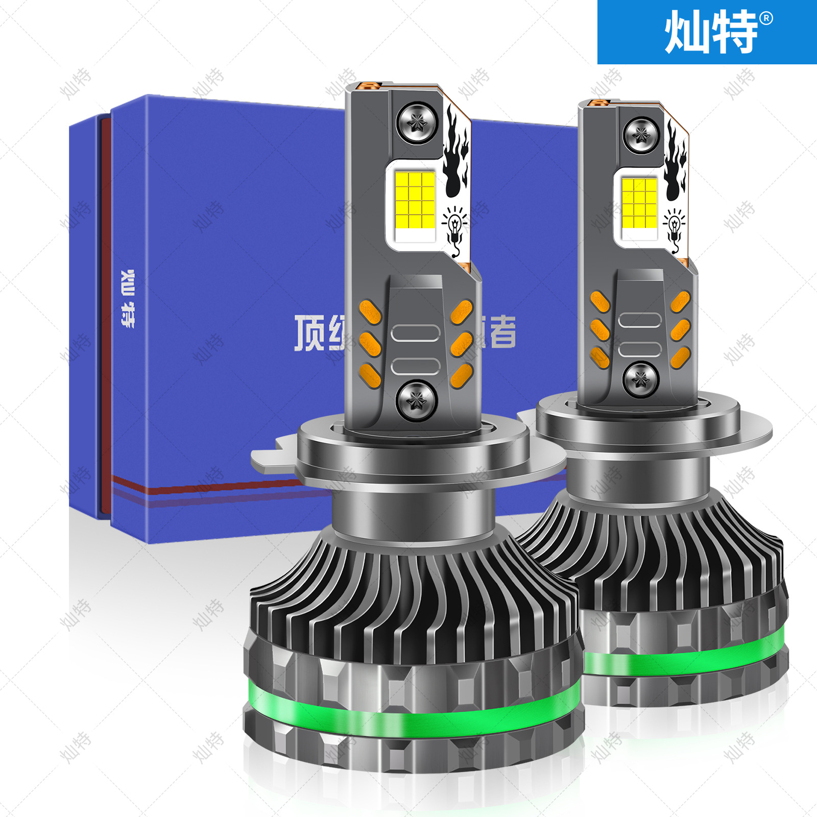 新款300W汽车LED大灯高功率4铜管H1 H7 H11 9005 9006 H4远近