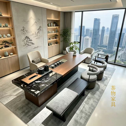 北美黑胡桃木茶桌奢极简茶室茶台