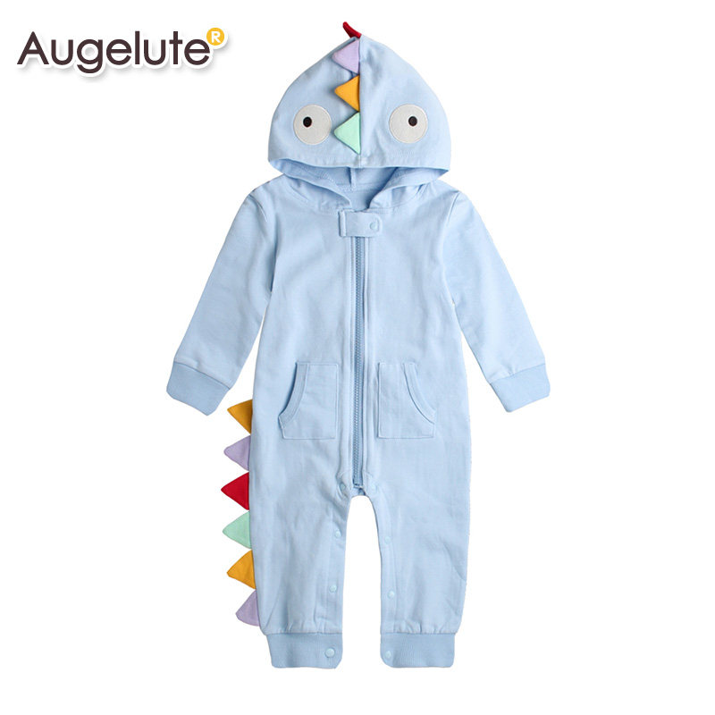 augelute婴儿连身衣 男宝宝衣服长袖拉链爬服恐龙造型服82043