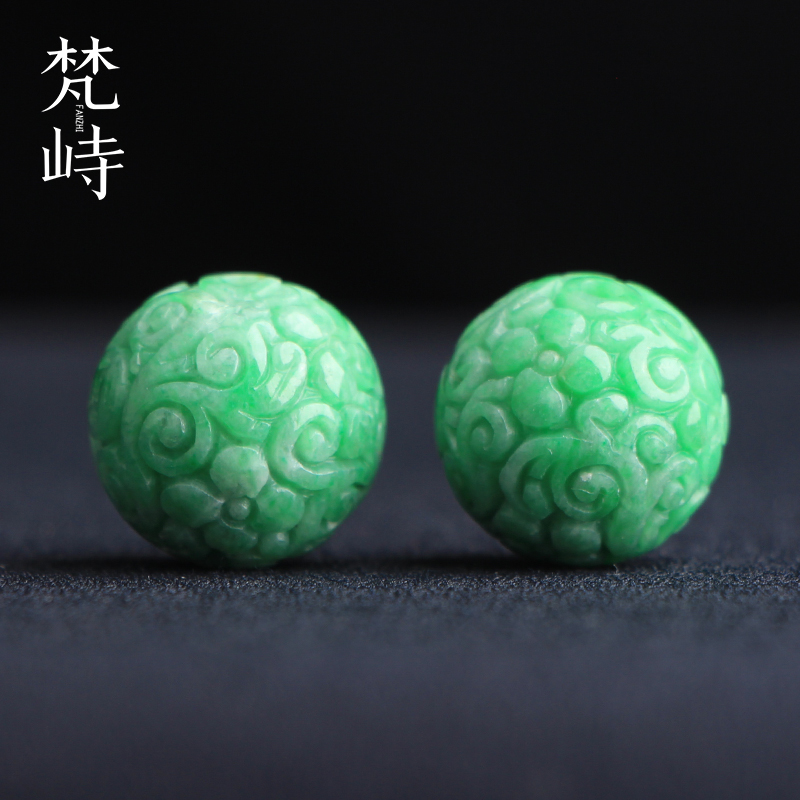 梵峙翡翠雕花珠果绿色