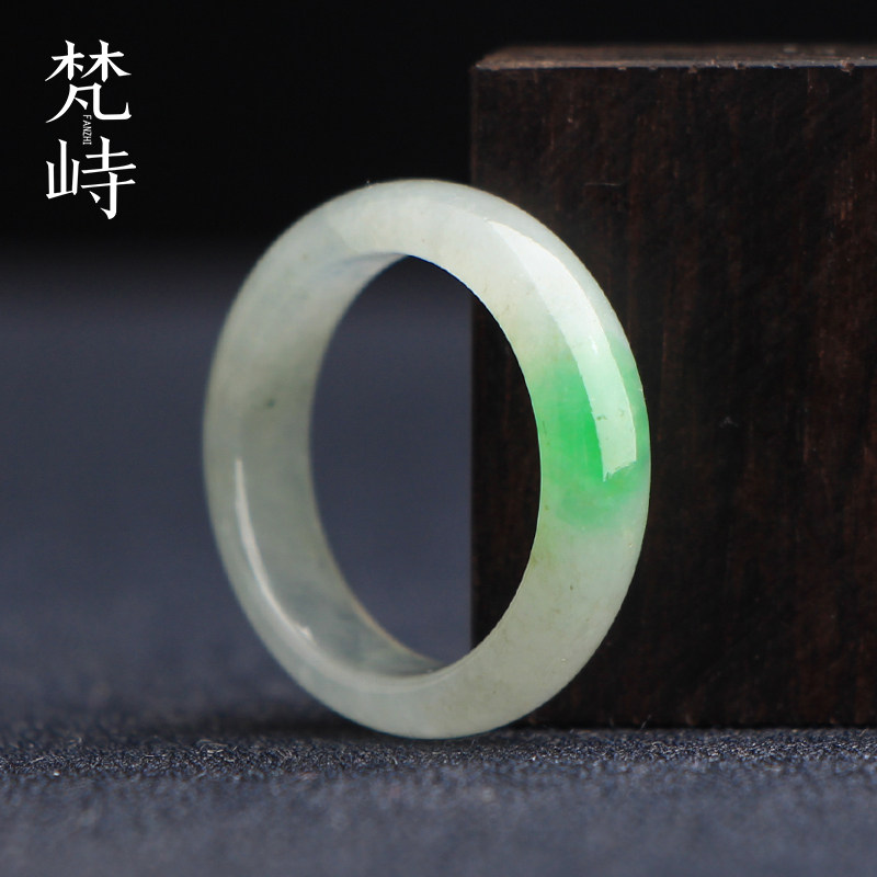 梵峙16.7翡翠戒指指环戒圈阳绿糯冰种缅甸A货送证书