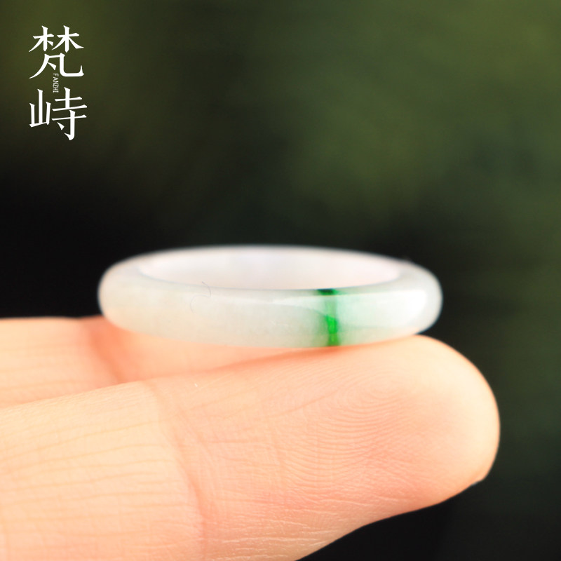 瑕疵亏出 梵峙17.2翡翠戒指白底青指环辣绿戒圈缅甸翡翠A货送证