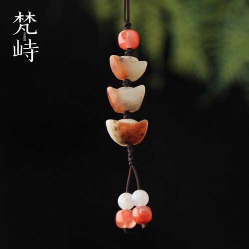 和田玉元宝白玉黄沁皮挂件