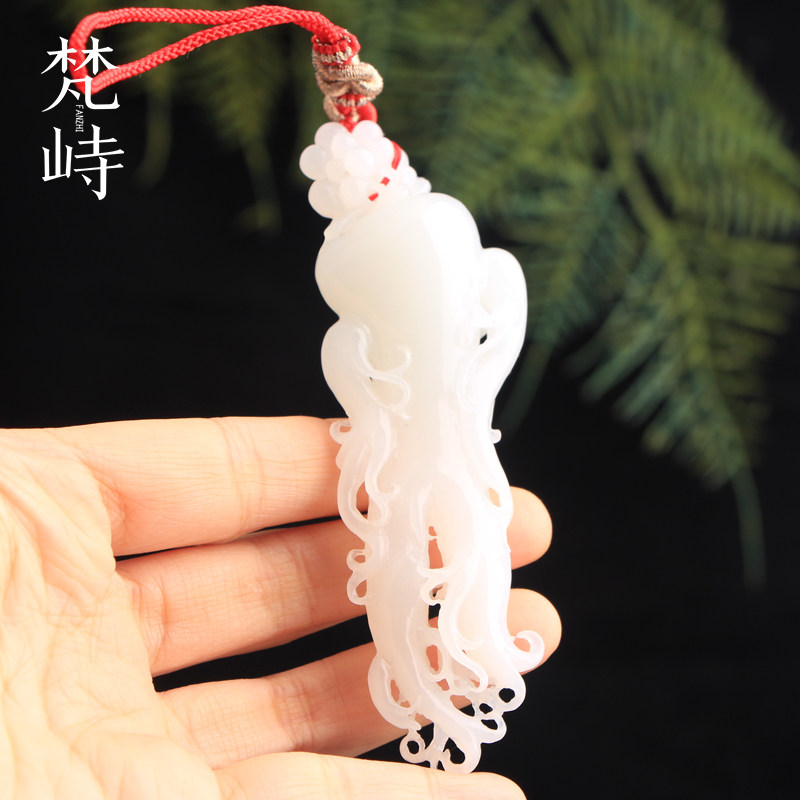 梵峙和田玉白玉人参挂件吊坠