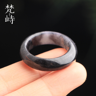 梵峙20.9翡翠戒指指环乌鸡种水墨意境男女款大圈口缅甸A货送证书