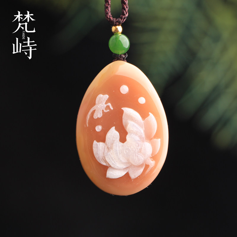 梵峙南红玛瑙鸡油黄莲花水滴