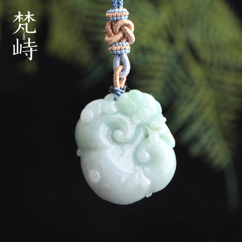 梵峙翡翠如意金蝉挂件吊坠天空蓝糯种缅甸A货送证书