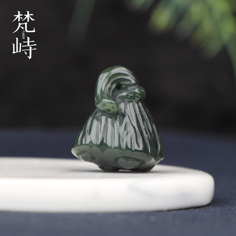 梵峙和田玉青玉莲蓬挂件吊坠新疆和田玉青玉蓝底细料手工雕刻