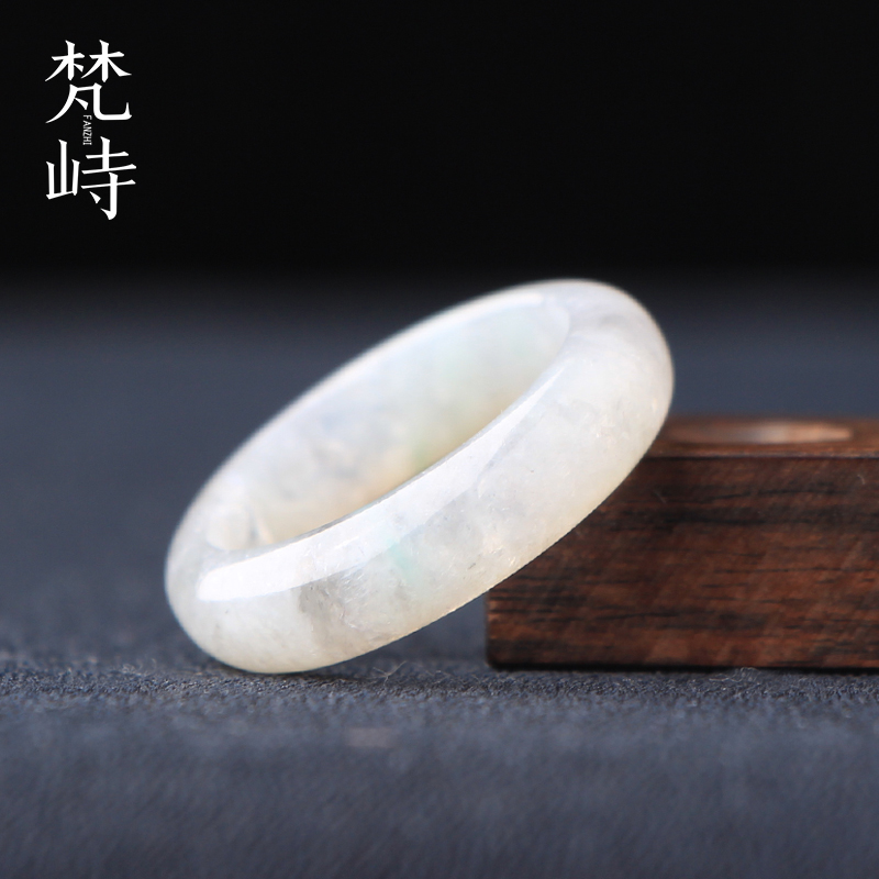 梵峙18.3翡翠指环糯冰乌鸡种水墨
