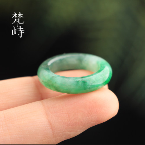 梵峙16.5翡翠绿花戒指跑环A货