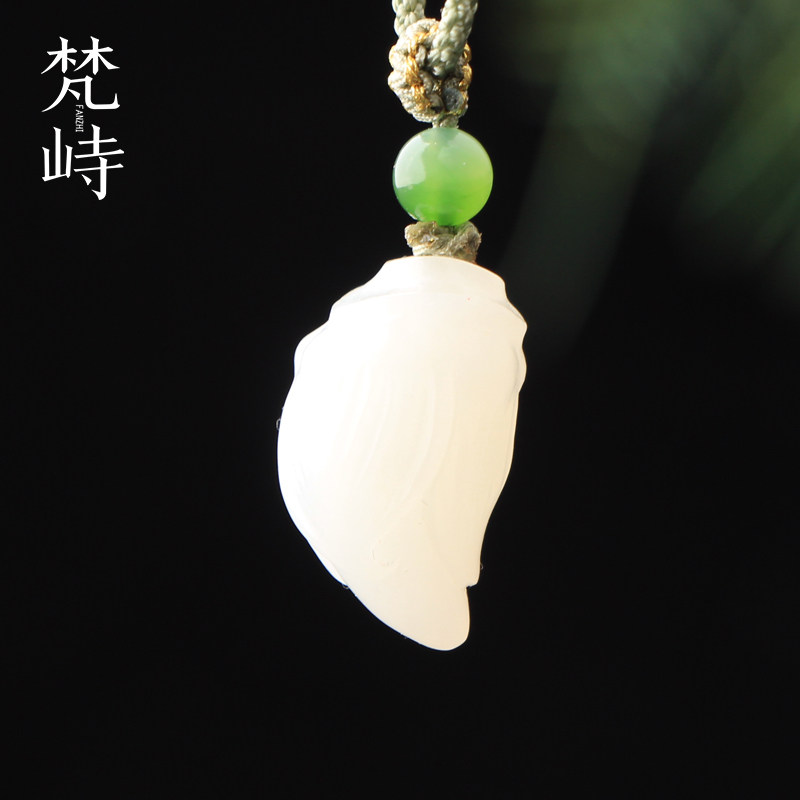 梵峙和田玉挂件竹笋白玉
