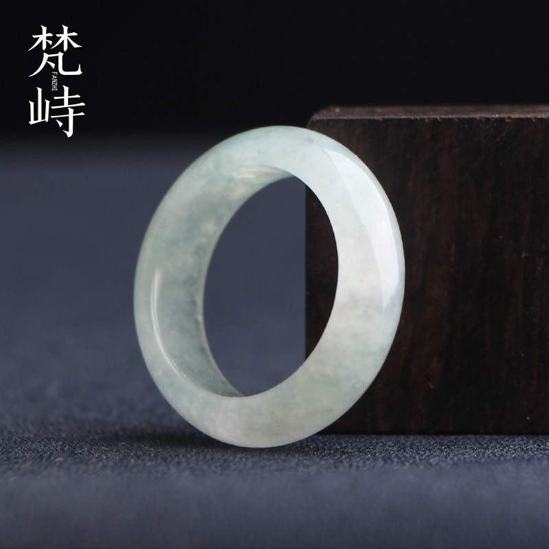 梵峙19.6翡翠戒指指环戒圈糯冰种男女大圈口缅甸A货送证书