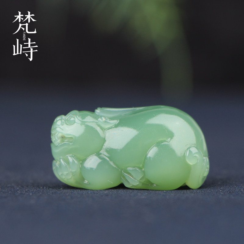 梵峙和田玉碧玉貔貅挂件吊坠鸭蛋青猫眼玉坠男女款