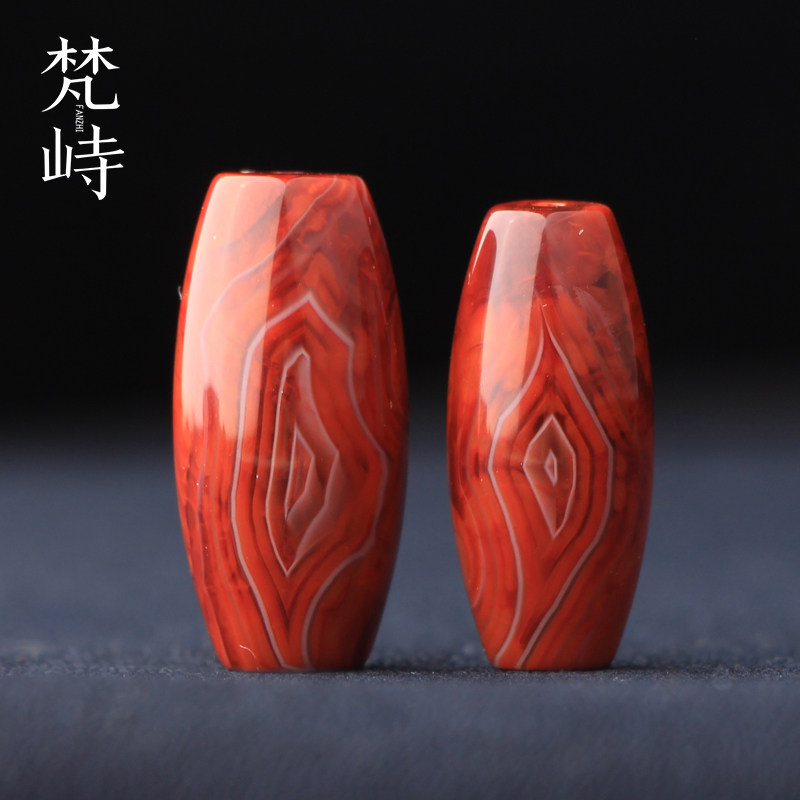 南红玛瑙桶珠路路通缠丝天眼