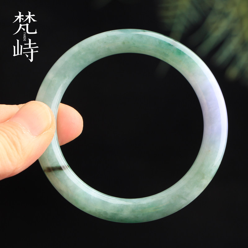 梵峙52翡翠手镯春彩小圈口圆条美人玉镯子缅甸A货送证书