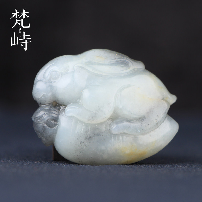 梵峙和田玉生肖兔挂件钱途无量吊坠青花玉玉坠玉佩