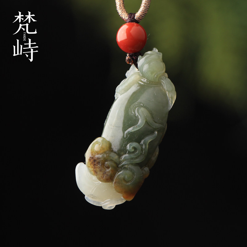 梵峙和田玉籽料人生如意富甲天下挂件吊坠翠色新疆料送证色