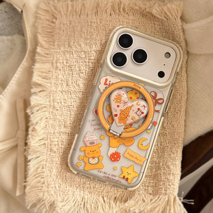 ins风可爱小熊磁吸支架手机壳iPhone17promax苹果16promax新款 12创意16软壳 17pro趣味卡通15小众14透明13个性