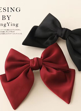 在逃公主缎面红色红色大蝴蝶结发饰简约气质百搭发夹弹簧夹