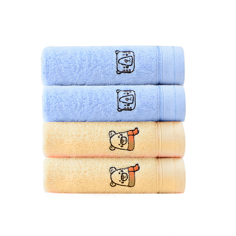 洁丽雅甄选新疆长绒棉儿童毛巾 48*25cm 4条装(桔2+蓝2)【fd】