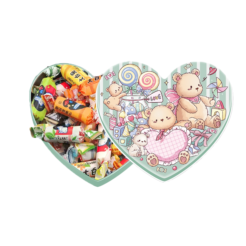 大白兔奶糖爱心小熊心形礼盒100g 混合味送礼送女友礼物【U】