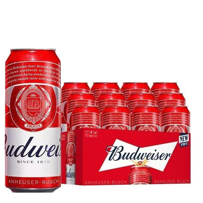 百威啤酒500ml*12罐装啤酒口感醇香顺滑家庭聚会狂欢好喝不腻-CL