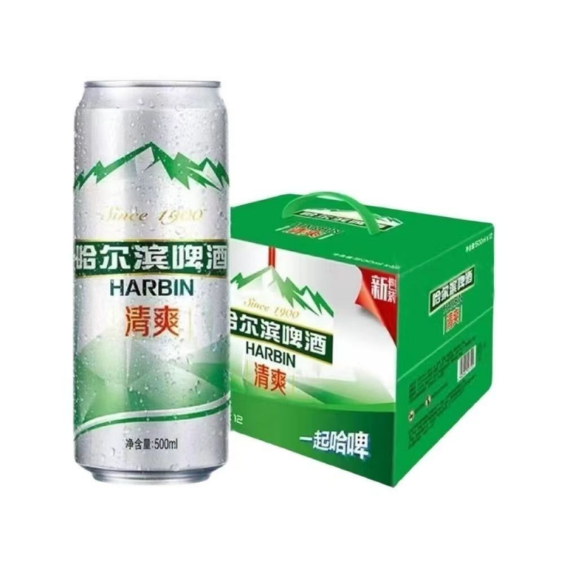 哈尔滨清爽8度啤酒500ml易拉罐清爽哈啤-CL