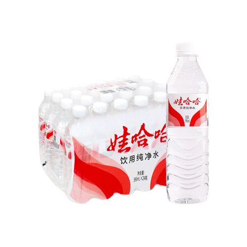 娃哈哈饮用纯净水596ml*24瓶纸箱塑膜家庭办公车载家用饮用水rxc