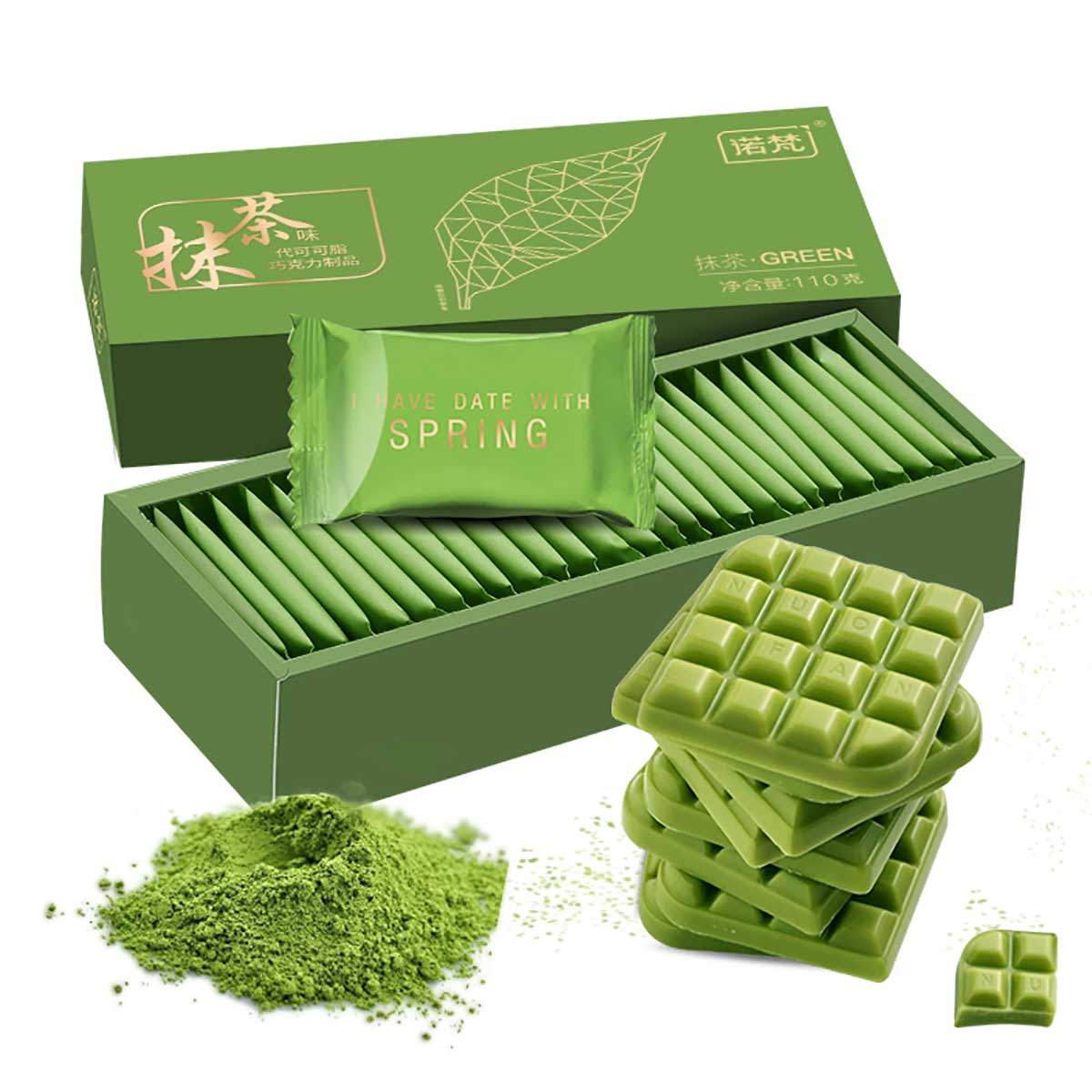 【清仓直播】诺梵抹茶味巧克力礼盒巧克力薄片 110g/盒 多口味