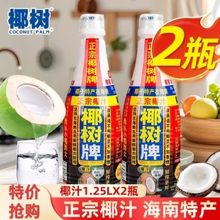 椰树牌椰汁 1.25L*2瓶椰奶椰子汁特产饮料家庭聚餐大瓶装饮料-CL