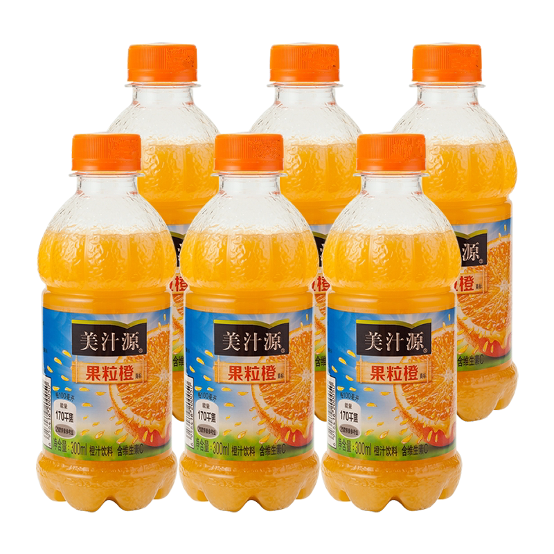 美汁源果粒橙300ml*6瓶 橙汁果汁橙子饮品饮料-tm