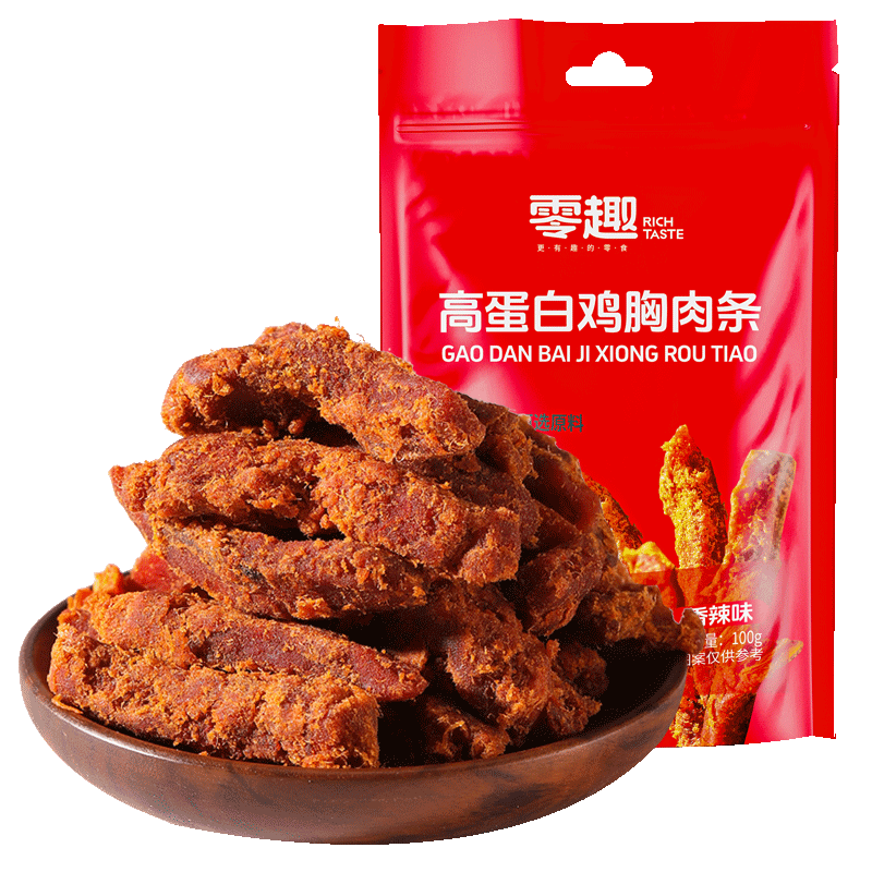 零趣高蛋白鸡胸肉条 100g香辣味-Z