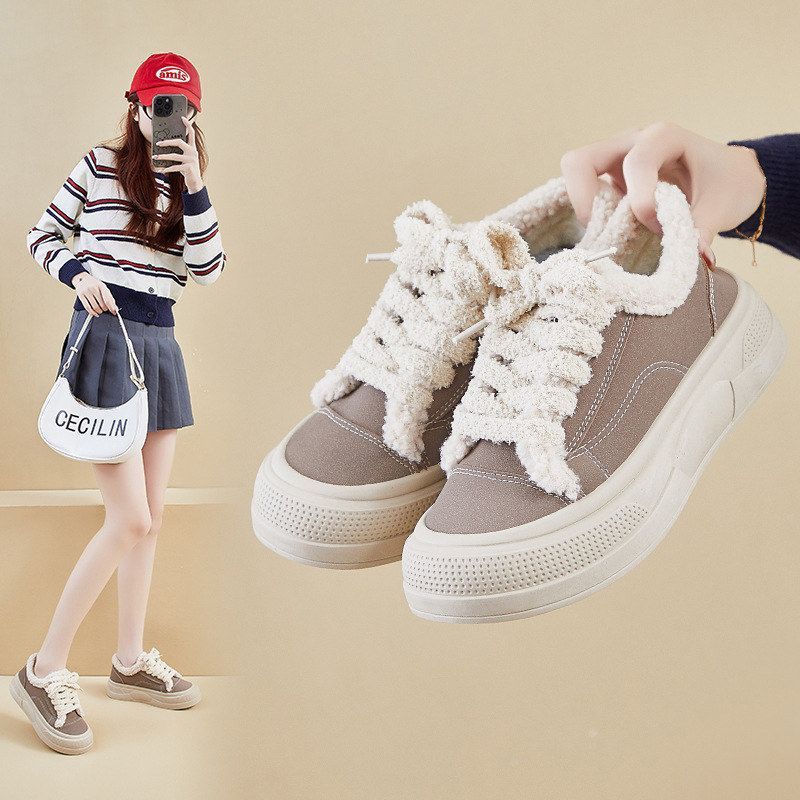 2025冬季加绒小白鞋新款韩版ins