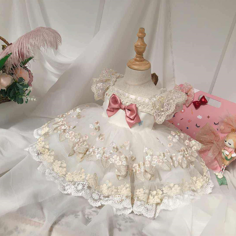女童洛丽塔洋气礼服裙夏装短袖连衣裙子蕾丝网纱蓬蓬裙公主蛋糕裙