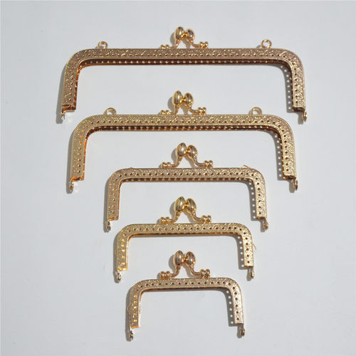 DIY口金材料包配件金属金口浅金色方形压花辣椒花蕾头口金多尺寸