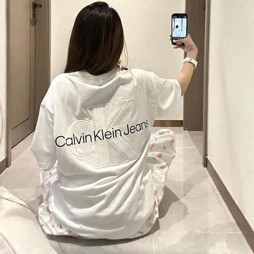 金智妮同款ck上衣修身显瘦短袖女螺纹男女同款T恤t女tshirt情侣款