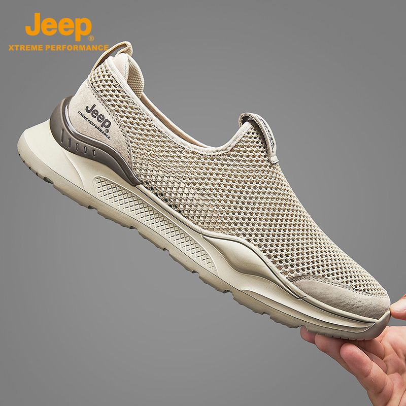 jeep夏季一腳蹬鏤空懶人運動鞋男