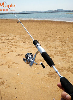 实心碳素银色L调三节马口竿 直柄路亚竿套装 1.8/2米钓鱼竿快调