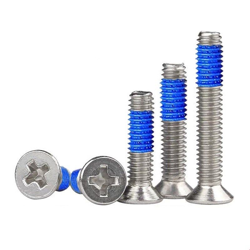 沉头十字机牙点胶防松螺丝KM平头加胶涂胶防脱螺钉M1.4M2M2.5M3M4