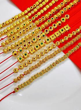 铜镀18k金镶锆石隔珠八棱珠圆珠